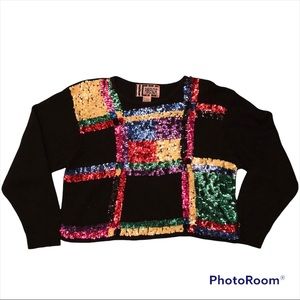 Vintage 80s Knit Sequin Top
